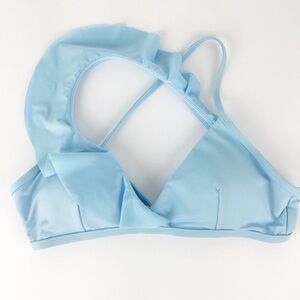 Kenneth Cole Reaction Blue Ruffle Bikini Top l S